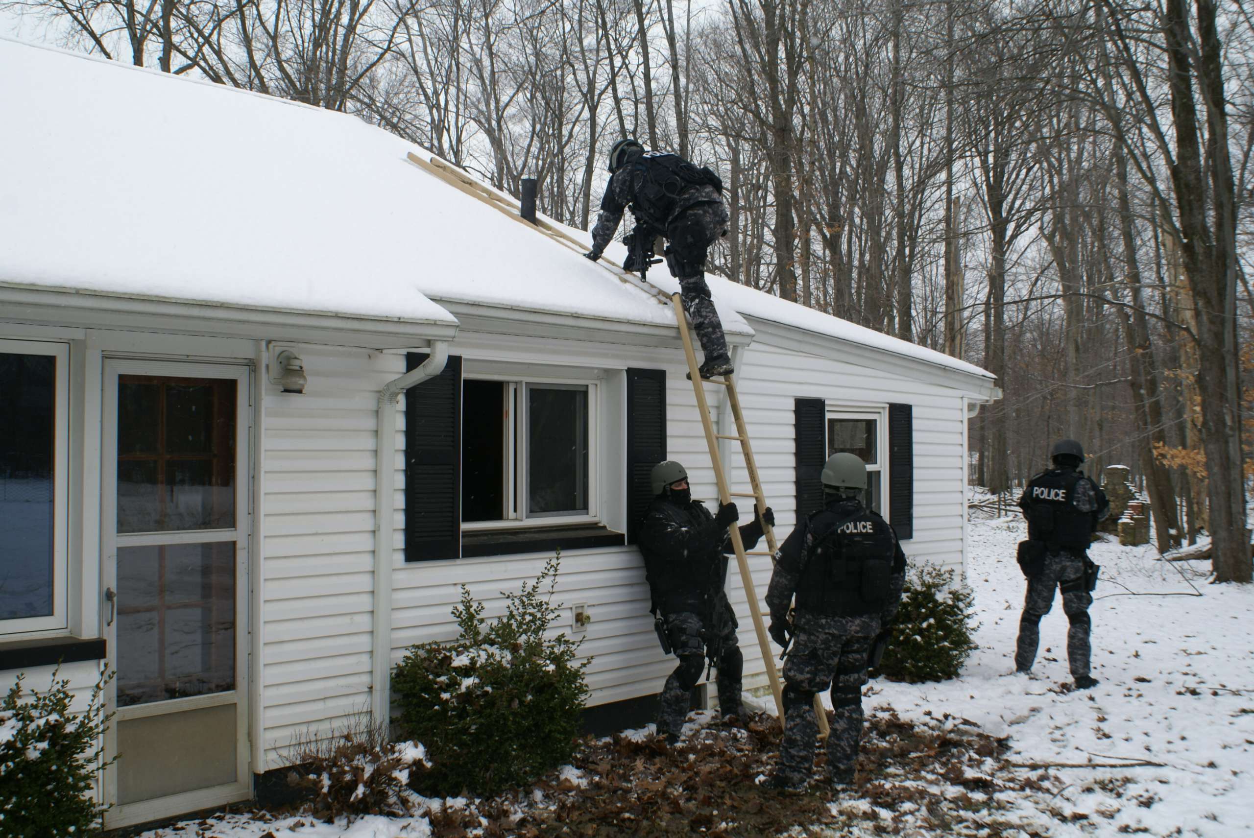 police team using carbon fiber ladder